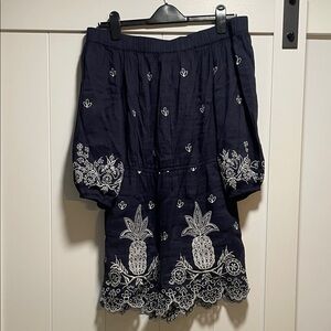 FARM Rio Dark Blue and White Pineapple Romper